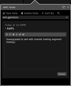 The trader's journal notepad in TWS. 