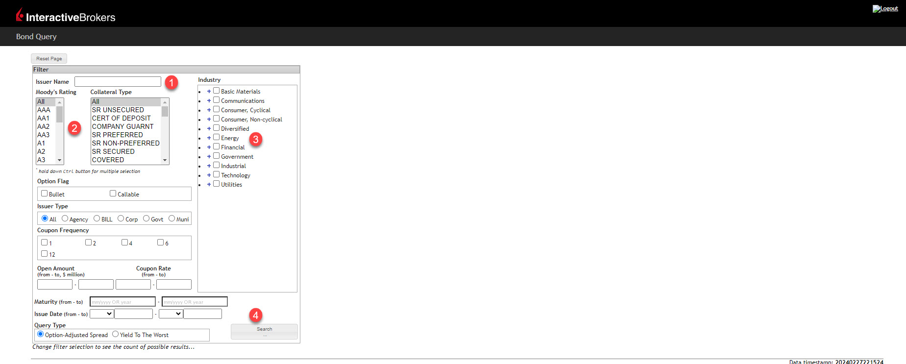 The Query Criteria in TWS. 
