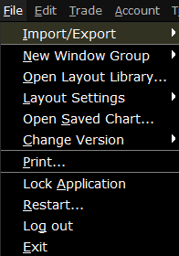 The classic TWS file menu