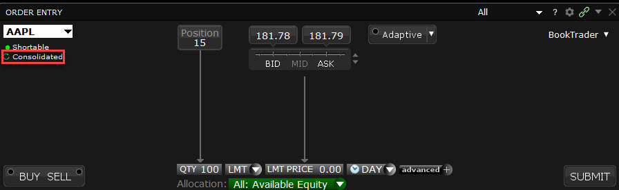 The order entry consolidated option. 