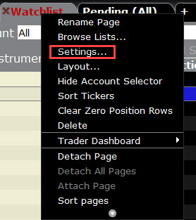 The tabbed title settings menu in classic TWS.