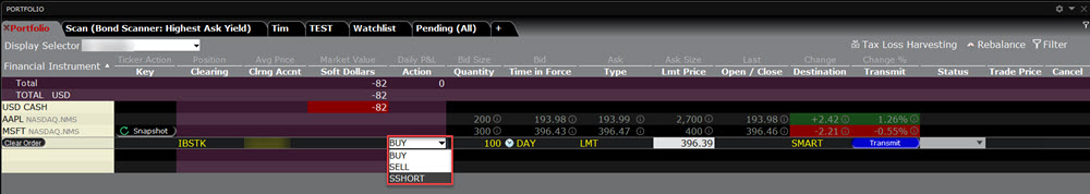 The Short Sale Confirmation in classic TWS. 