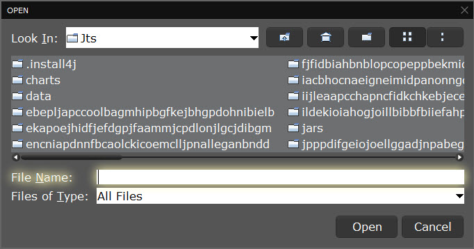 The import financial instruments open file in classic TWS. 