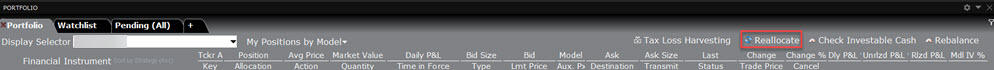 The reallocate button on the portfolio page in TWS. 