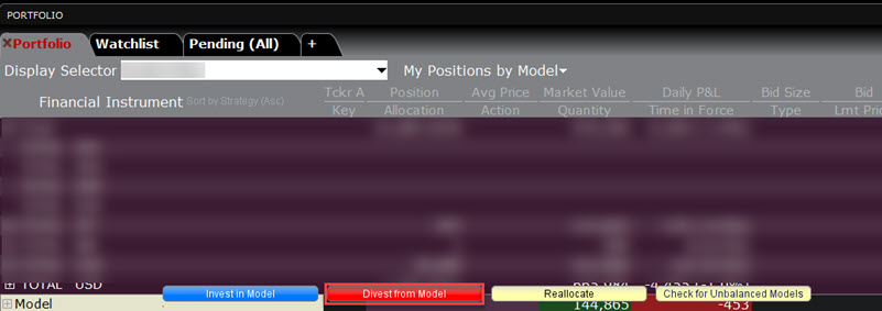 The divest from model button in TWS. 