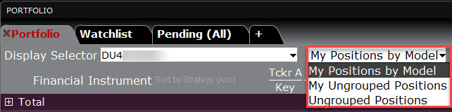 The display selector chose an account in TWS. 