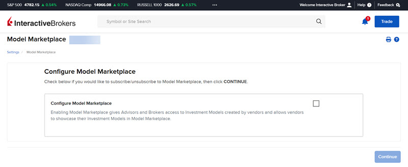 The Enable the Advisor Model Marketplace in Portal