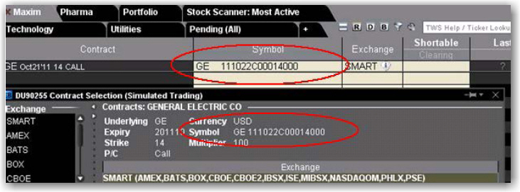 The option symbology initiative (OSI) format in TWS. 