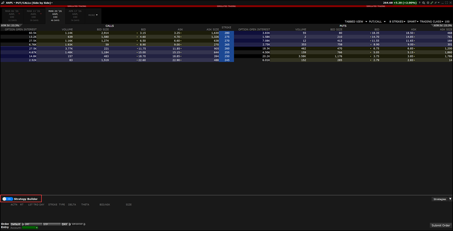 Toggle Strategy Builder On in TWS