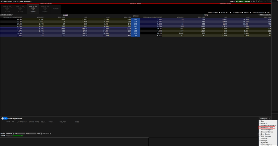 Select Strategy in Strategy Builder of TWS