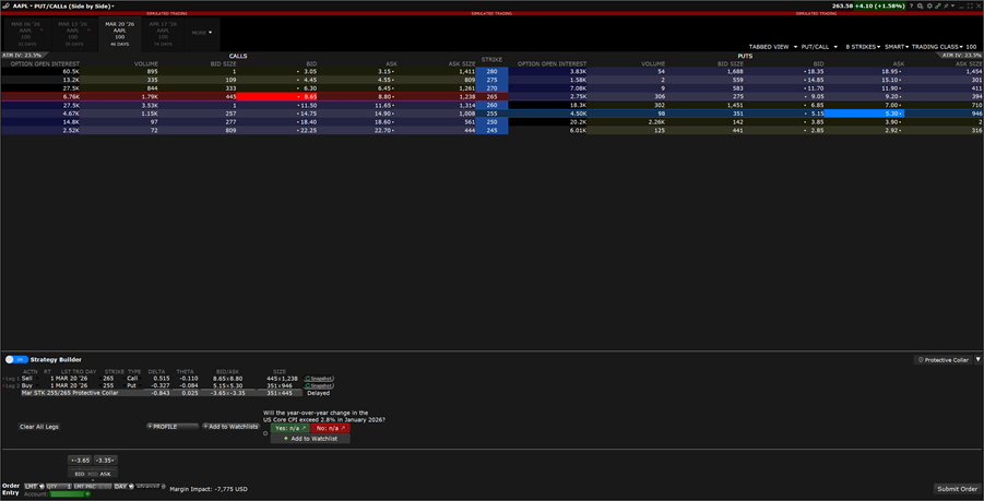 Order Ticket for Protective Collar Option Strategy in TWS