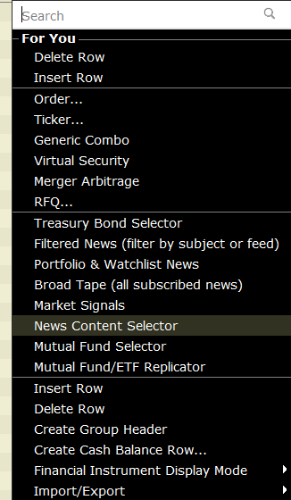 The right click on blank line menu in classic TWS. 