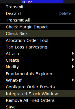 The right click on the order management line in classic TWS. 