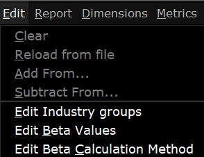 The risk navigator edit menu in TWS. 