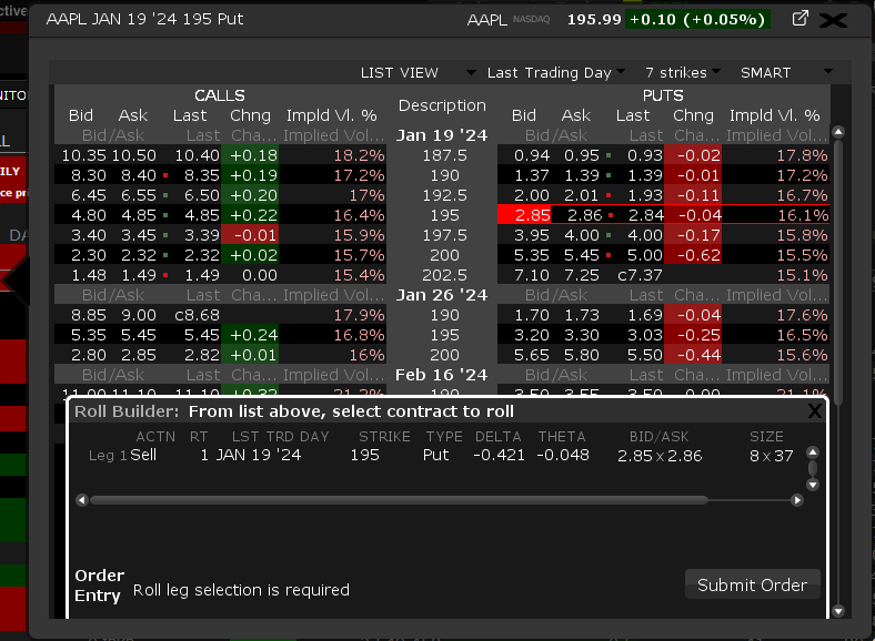 The roll builder tool in TWS. 