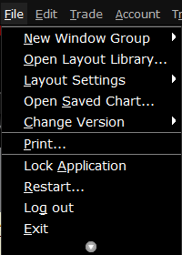The simplified TWS file menu